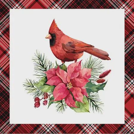 Cardinal Plaid Printed Lunch Napkin 20Pk Red
