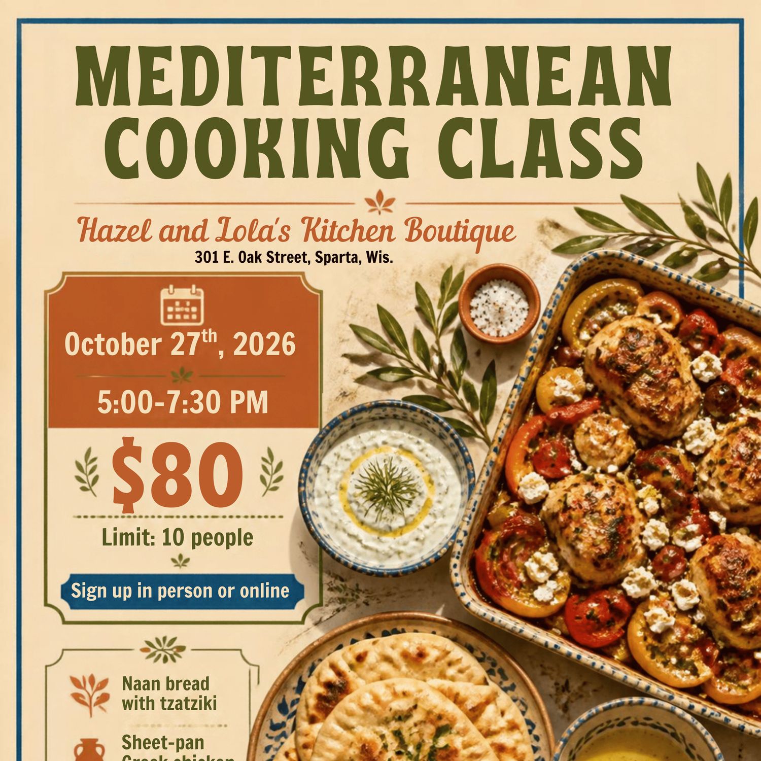 Mediterranean Cooking Class - October 27th