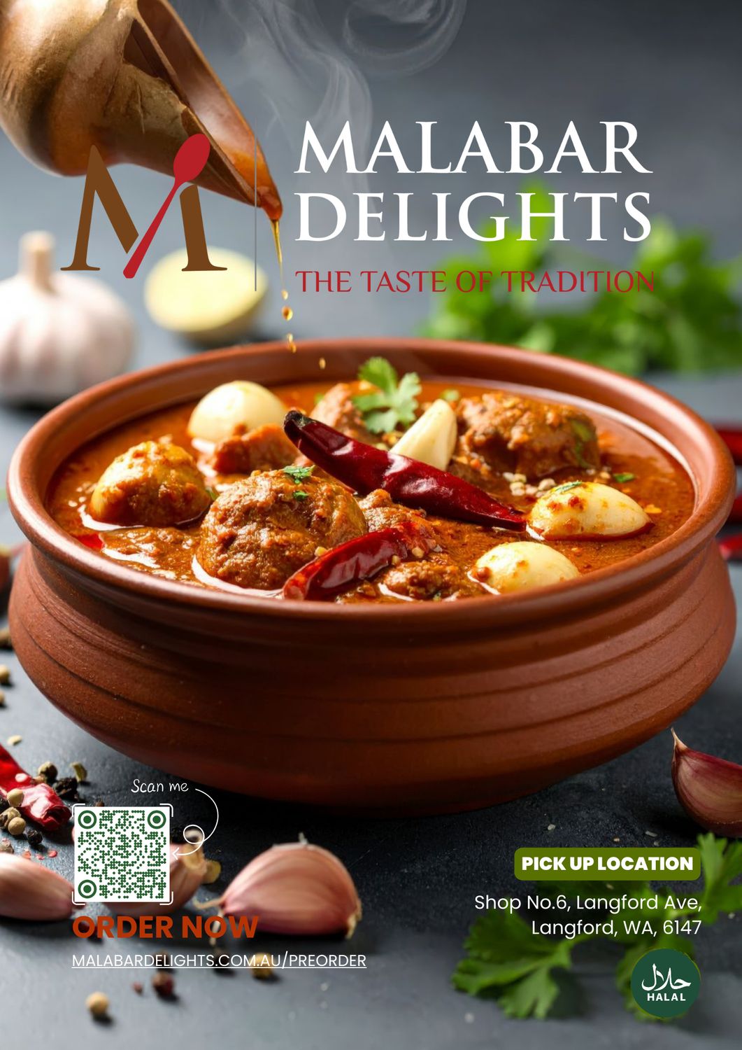 Wed | 22 Apr | 5.30pm-6.30pm Pick up |Chicken Varutharacha Curry– 1 Kg Chicken Serves 7-8 People)