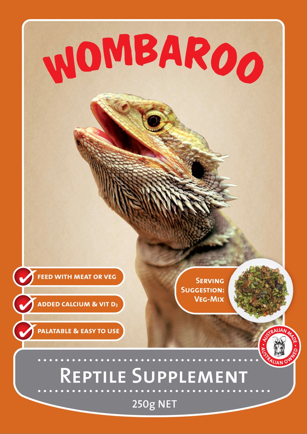 WOMBAROO REPTILE SUPPLEMENT 250G