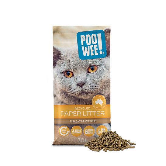 POOWEE CAT LITTER RECYCLED PAPER INK FREE 30LT
