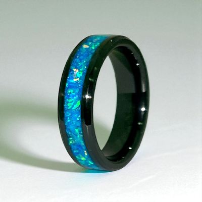 Sky Blue Opal Ceramic Ring