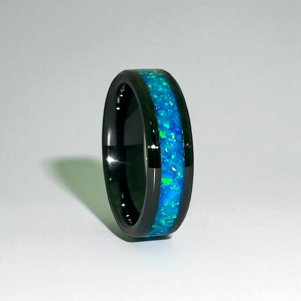 Sky Blue Opal Ceramic Ring