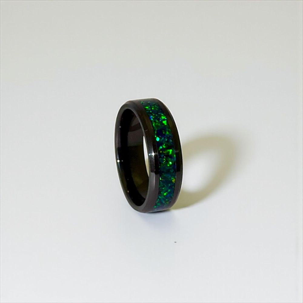 Black Emerald Opal Ring