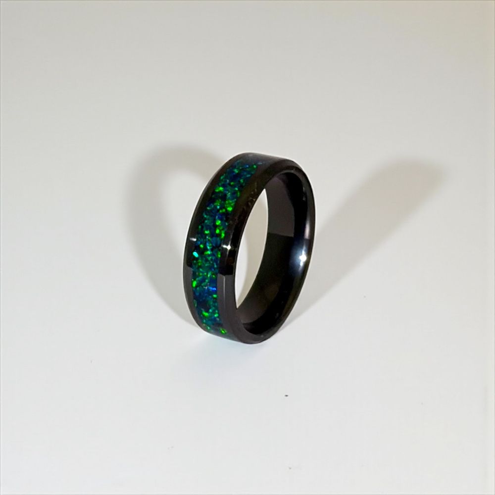 Black Emerald Opal Ring