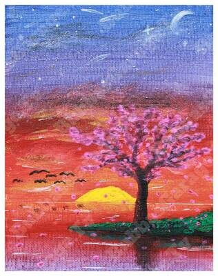 BubbasGarageTv - Cherry Blossom Sunset 11x14 Wall Art Print - by Shelby