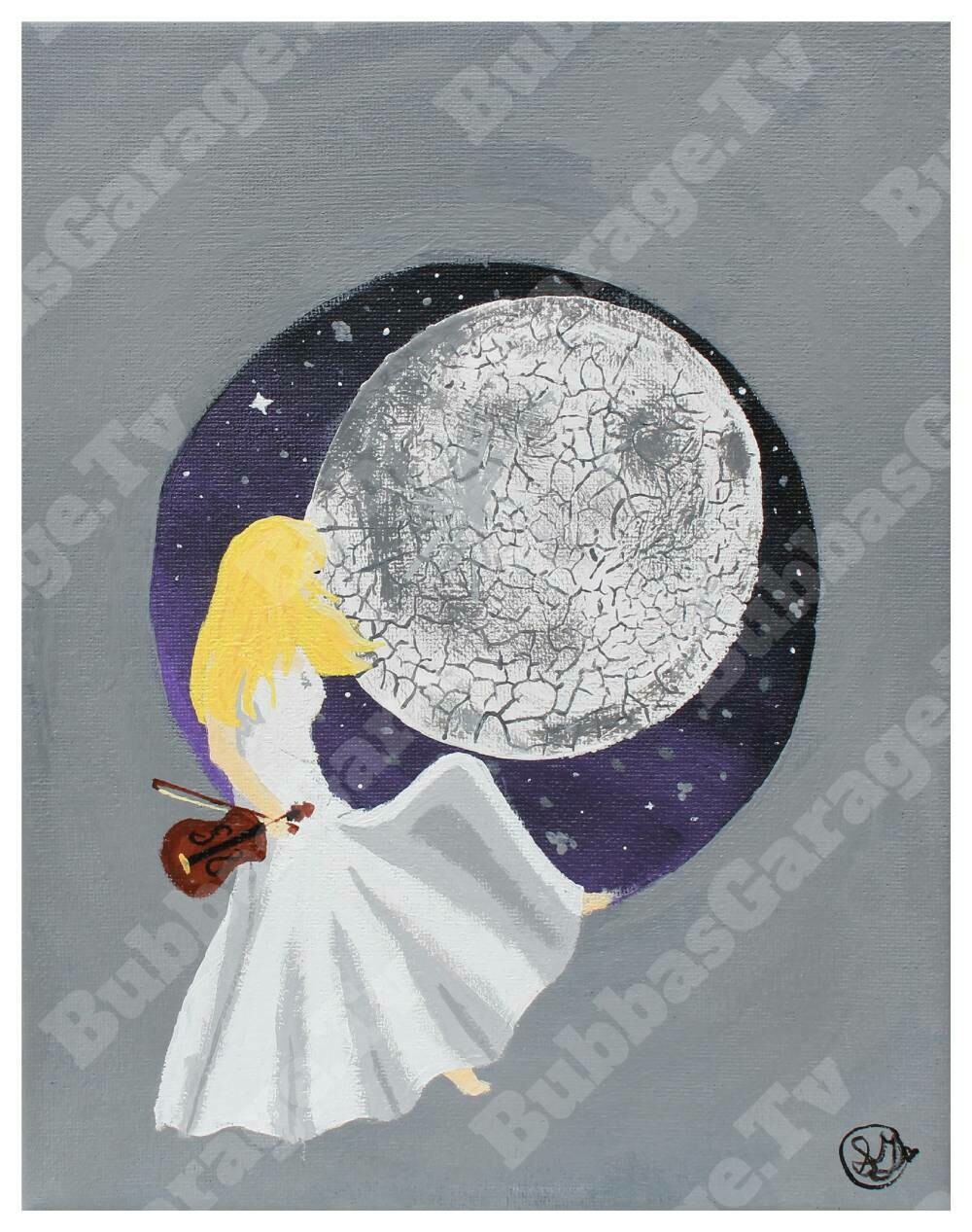 BubbasGarageTv - The Girl and The Moon 11x14 Wall Art Print - by Shelby