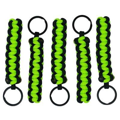 BubbasGarageTv - Paracord Key Chains - 5 Pack (Lime Green)