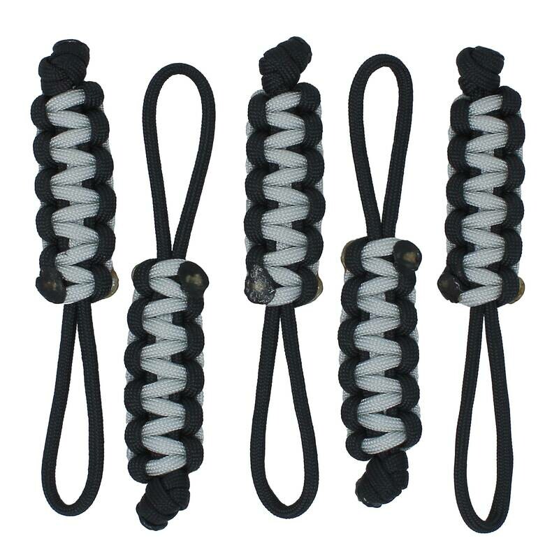 BubbasGarageTv - Large Heavy Duty Paracord Zipper Pulls (Light Grey)