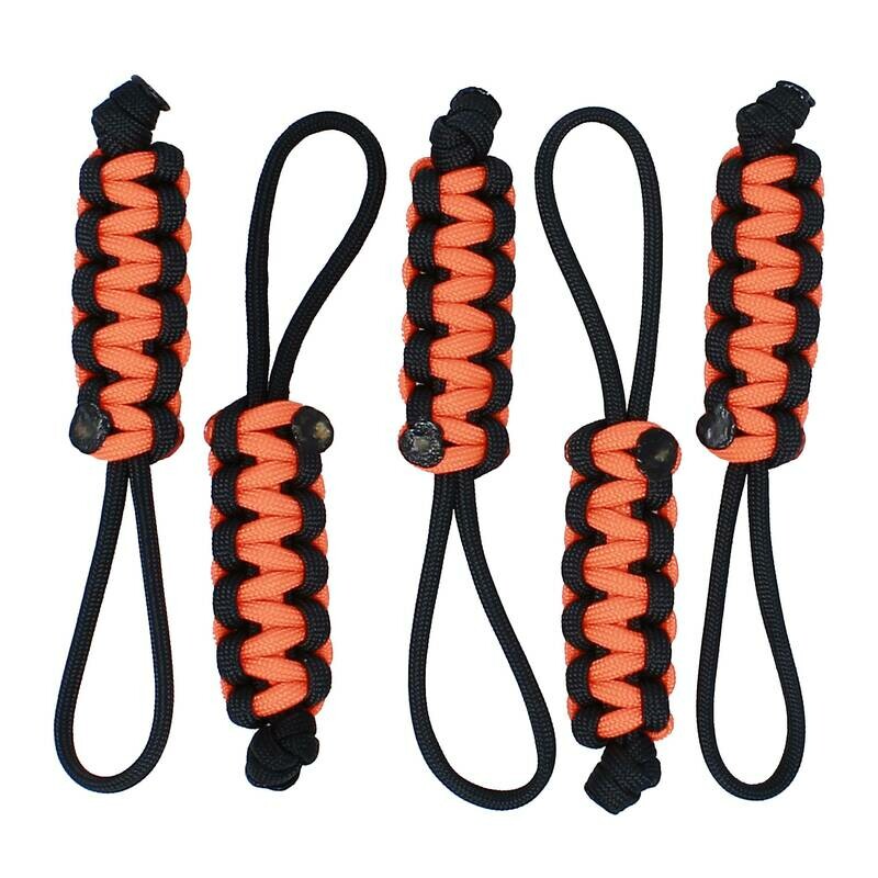 BubbasGarageTv - Large Heavy Duty Paracord Zipper Pulls (Neon Orange)