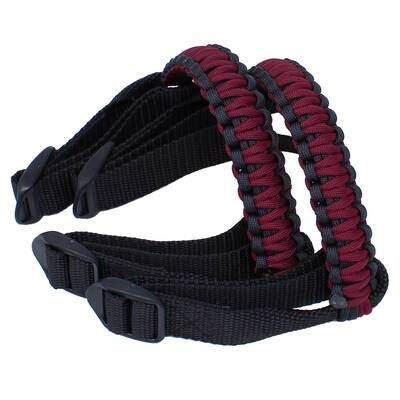 BubbasGarageTv - Black & Maroon 1/4 inch light duty Jeep Wrangler Paracord Grab Handles (Pair)