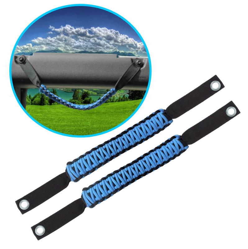 BubbasGarageTv - Paracord Grab Handles for 2024+ Jeep Wrangler JL & Jeep Gladiator JT (Light Blue)