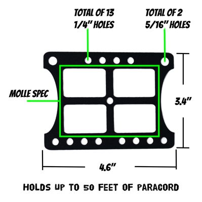 BubbasGarageTv - Molle Style Paracord Winder with Paracord - Pack of 2 (Customizable)