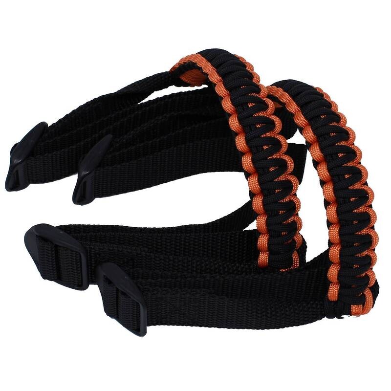 BubbasGarageTv - Black &amp; Burnt Orange 1/4 inch light duty Jeep Wrangler Paracord Grab Handles (Pair)