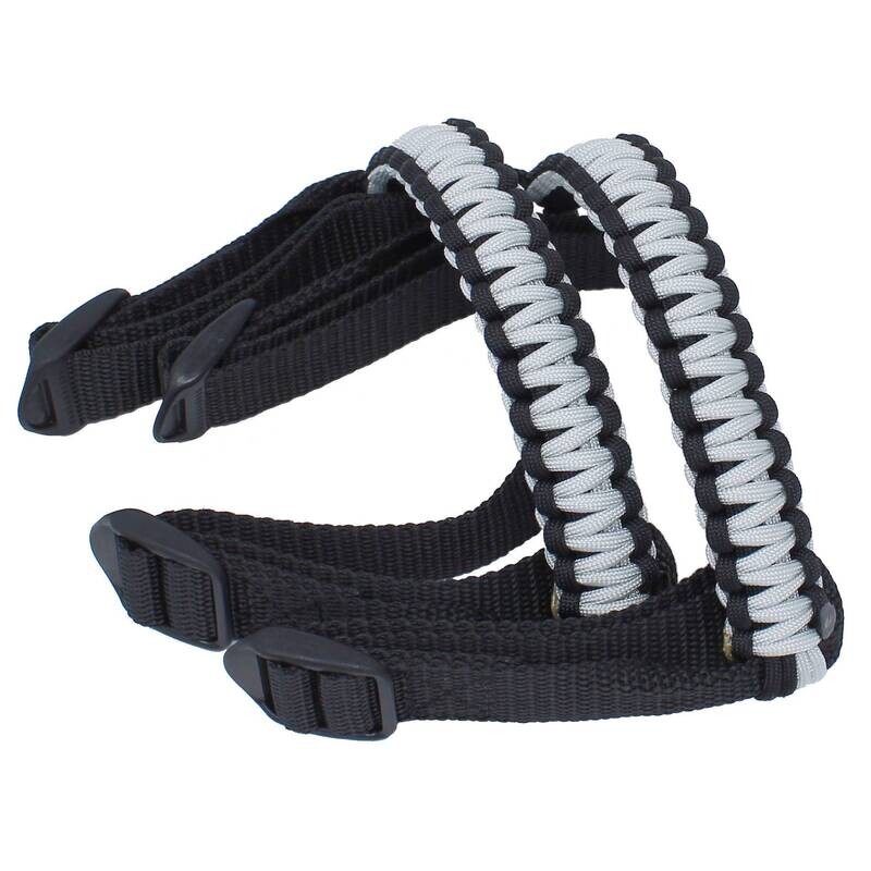 BubbasGarageTv - Black &amp; Light Grey 1/4 inch light duty Jeep Wrangler Paracord Grab Handles (Pair)