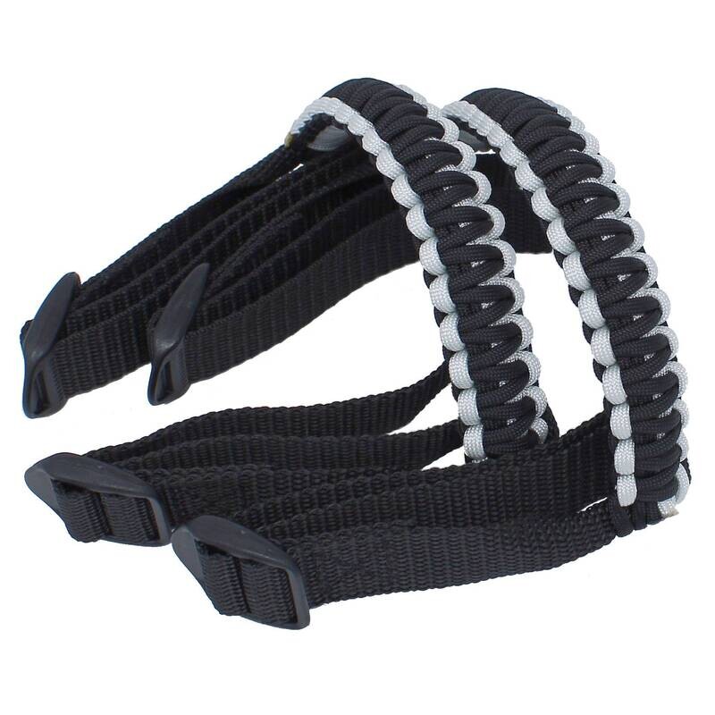 BubbasGarageTv - Black &amp; Light Grey 1/4 inch light duty Jeep Wrangler Paracord Grab Handles (Pair)