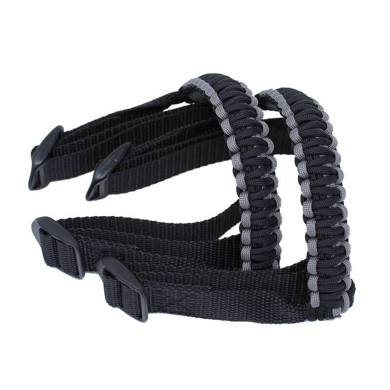 BubbasGarageTv - Black &amp; Charcoal 1/4 inch light duty Jeep Wrangler Paracord Grab Handles (Pair)