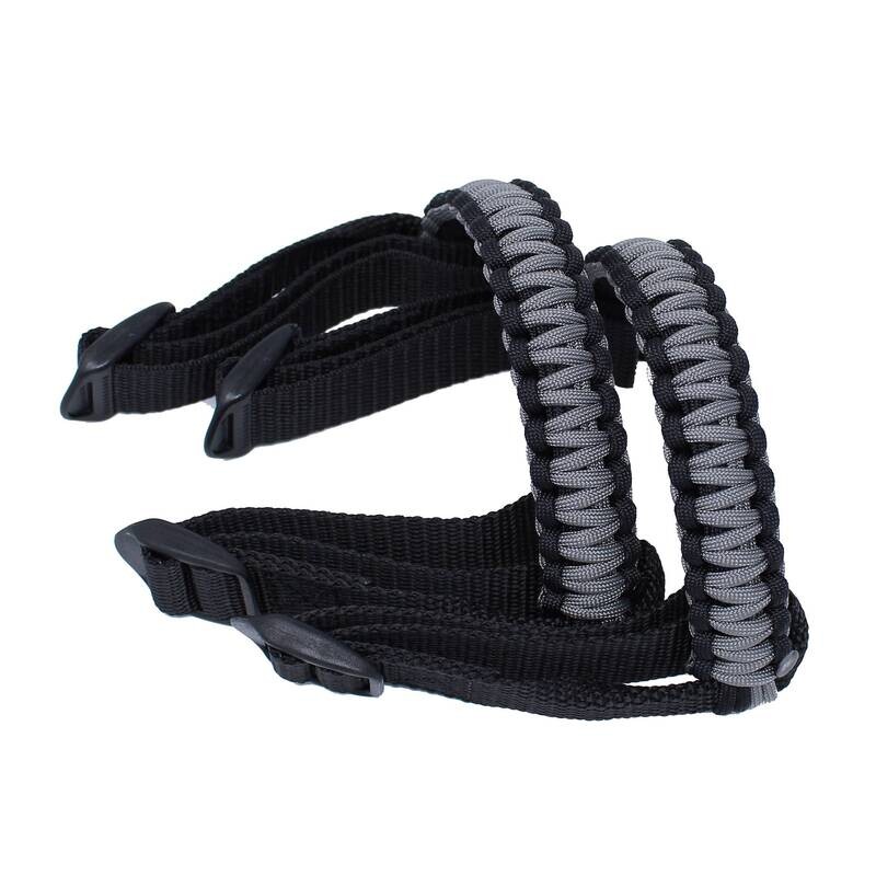 BubbasGarageTv - Black &amp; Charcoal 1/4 inch light duty Jeep Wrangler Paracord Grab Handles (Pair)