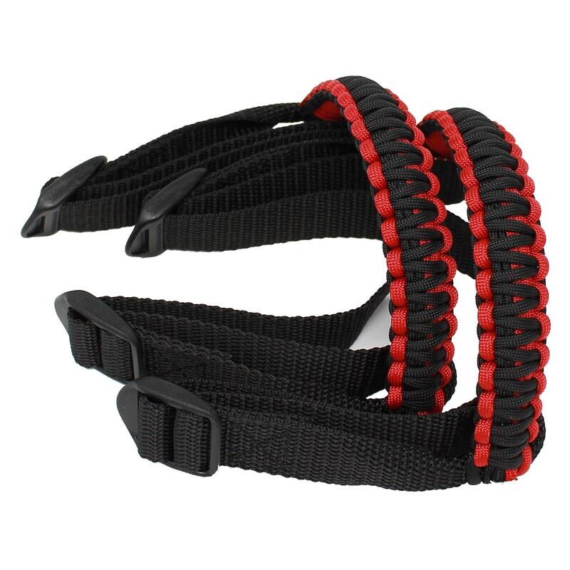 BubbasGarageTv - Black &amp; Red 1/4 inch light duty Jeep Wrangler Paracord Grab Handles (Pair)