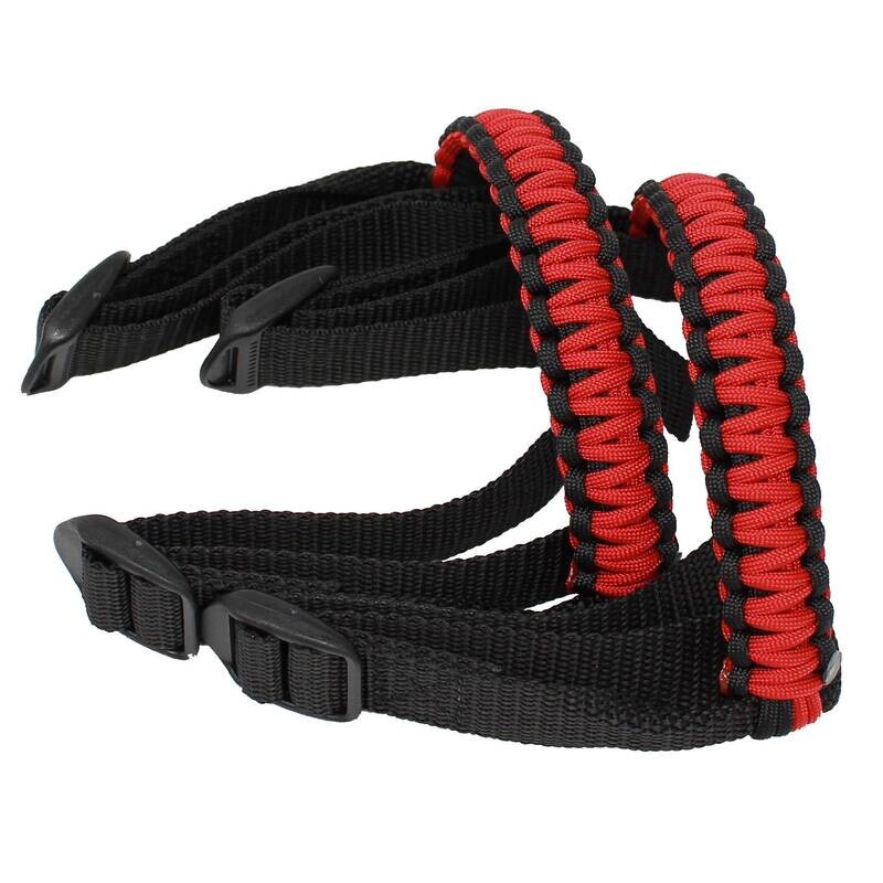BubbasGarageTv - Black &amp; Red 1/4 inch light duty Jeep Wrangler Paracord Grab Handles (Pair)