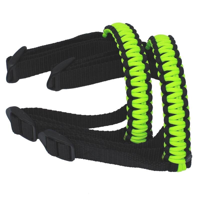 BubbasGarageTv - Black &amp; Lime Green 1/4 inch light duty Jeep Wrangler Paracord Grab Handles (Pair)