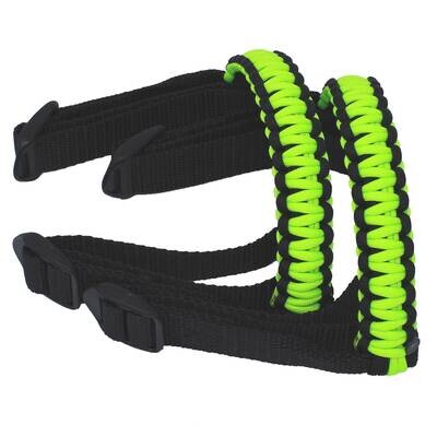 BubbasGarageTv - Black & Lime Green 1/4 inch light duty Jeep Wrangler Paracord Grab Handles (Pair)