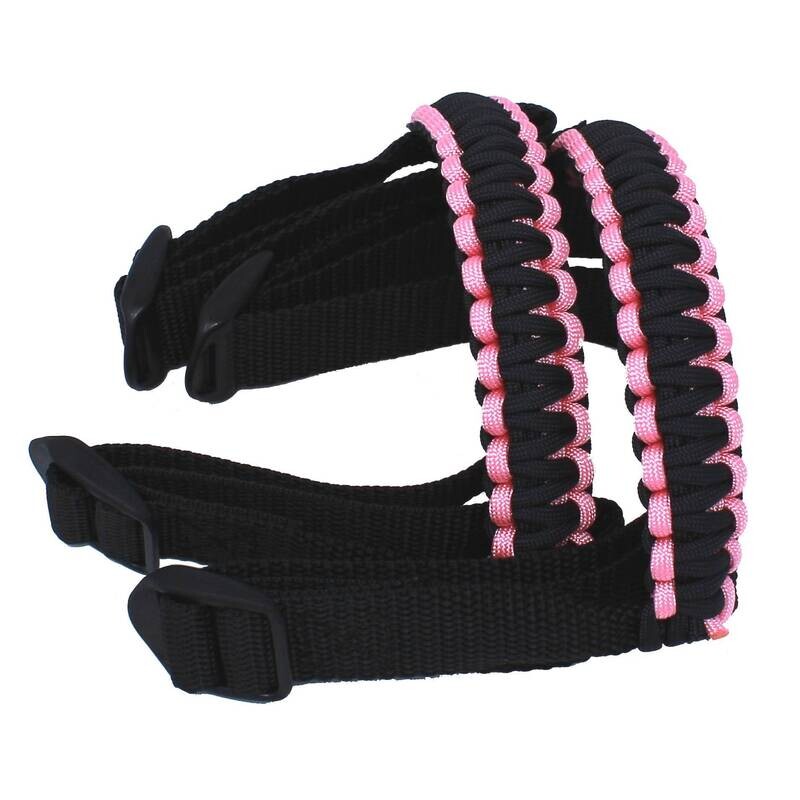BubbasGarageTv - Black &amp; Rose Pink 1/4 inch light duty Jeep Wrangler Paracord Grab Handles (Pair)