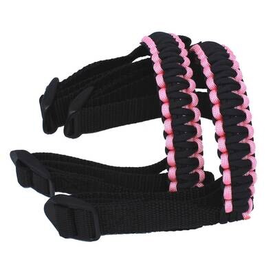 BubbasGarageTv - Black & Rose Pink 1/4 inch light duty Jeep Wrangler Paracord Grab Handles (Pair)