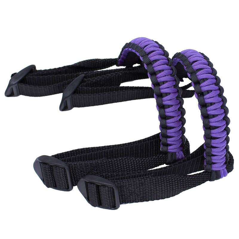 BubbasGarageTv - Black &amp; Purple 1/4 inch light duty Jeep Wrangler Paracord Grab Handles (Pair)