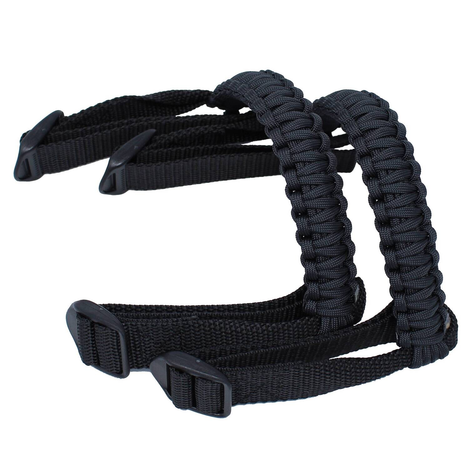 BubbasGarageTv - Black 1/4 inch light duty Jeep Wrangler Paracord Grab Handles (Pair)