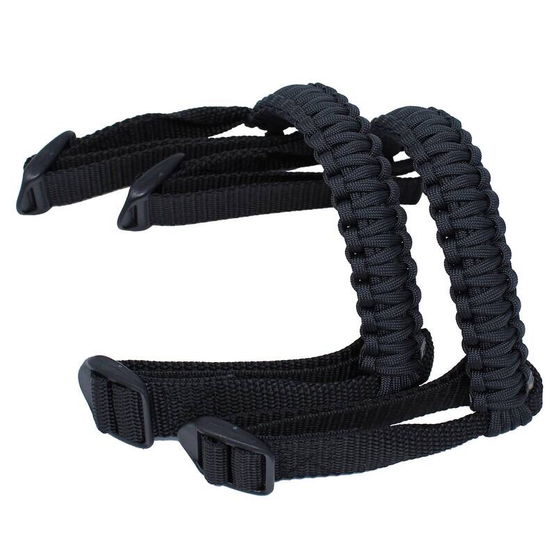BubbasGarageTv - Black 1/4 inch light duty Jeep Wrangler Paracord Grab Handles (Pair)