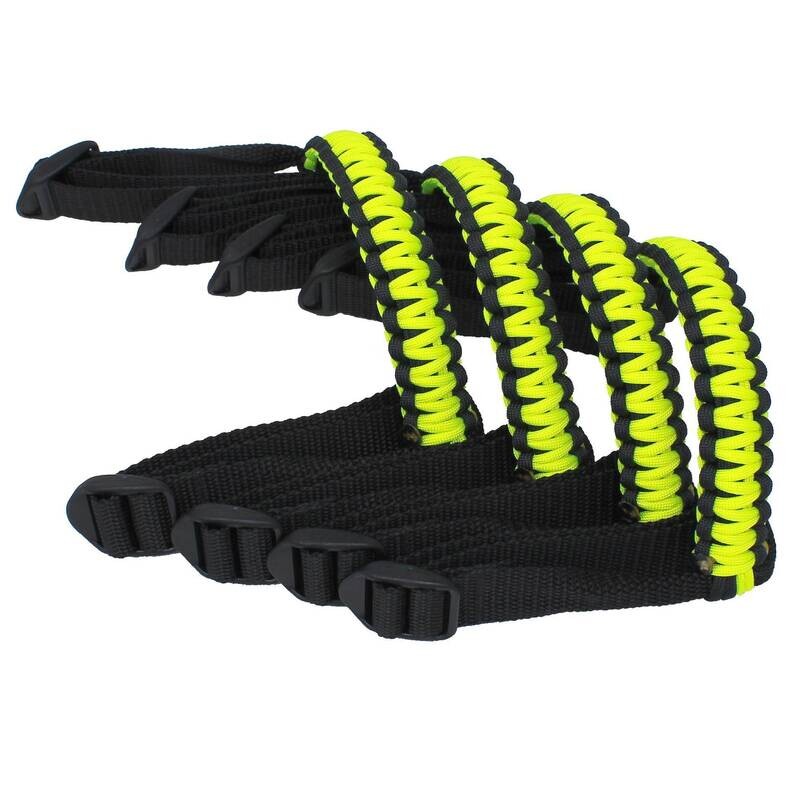 BubbasGarageTv - Black &amp; Neon Yellow 1/4 inch light duty Jeep Wrangler Paracord Grab Handles (Pair)