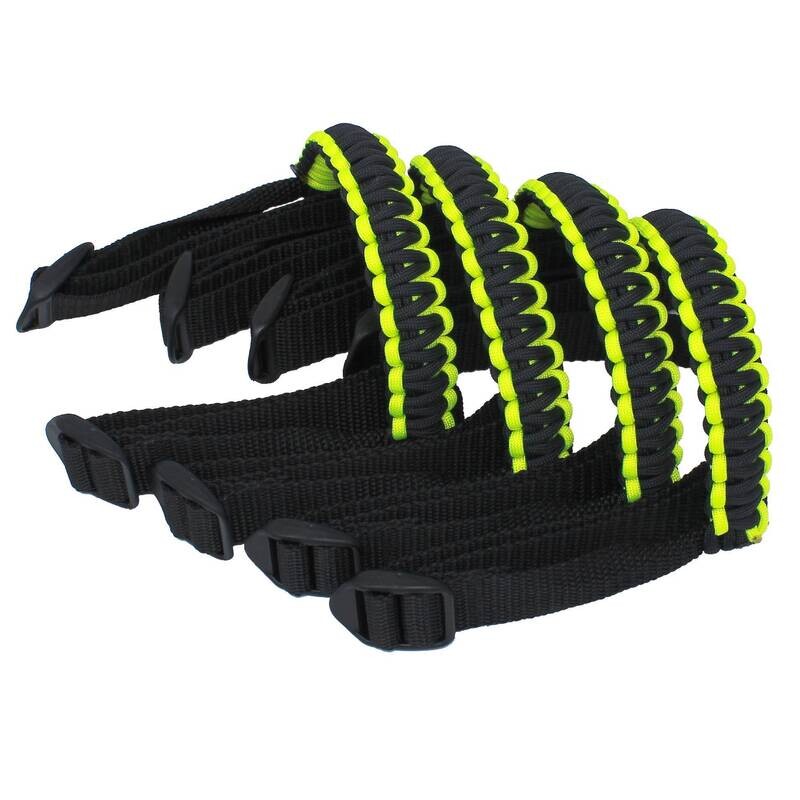BubbasGarageTv - Black &amp; Neon Yellow 1/4 inch light duty Jeep Wrangler Paracord Grab Handles (Pair)