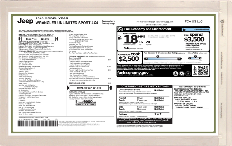 SS003 16.250&quot; (W) X 10&quot; (H) Monroney Label  SaleSleeve™ $1.89 per sleeve MOQ of 200 sleeves. FOR BOTH INDOOR/OUTDOOR DISPLAY