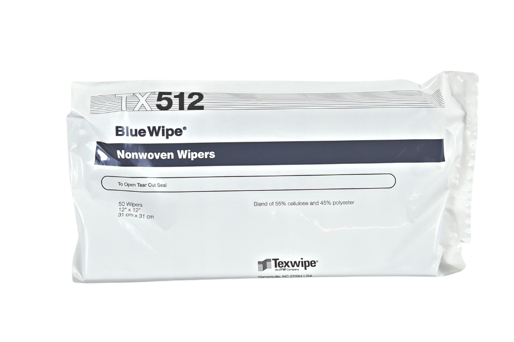 Texwipe TX512 Cellulose/Polyester BlueWipe Wipers (ISO Class 6-7) 12x12in x 50 wipers