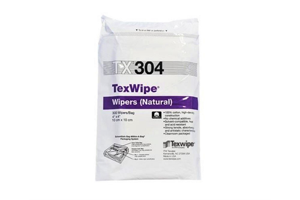 Texwipe TX304 Cotton TexWipe Wipers (ISO Class 6-8) 4x4in x 300