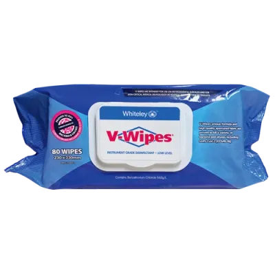 V-Wipes Hospital Grade Disinfectant Wipes - Flatpack of 80 Wipes