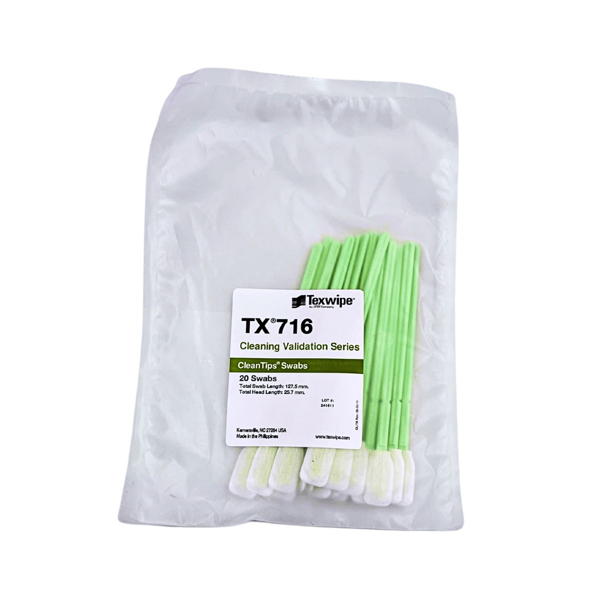 Texwipe TX716 Large Polyester Absorbond Cleaning Validation Swabs x 20