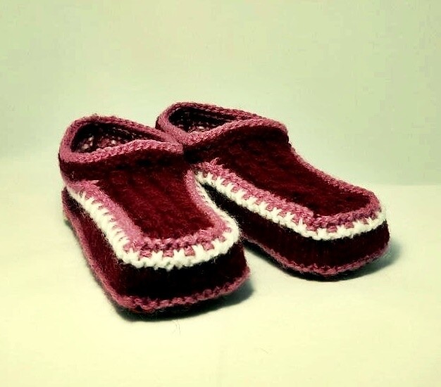 Knit indoor slippers "Abiem" adults, red wine