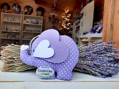 Elefante  ripieno di lavanda (Uno) In fantasie di lilla