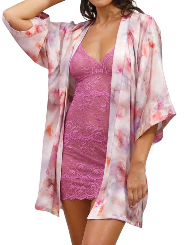 SMCSC818025P Printed Silk Short Kimono