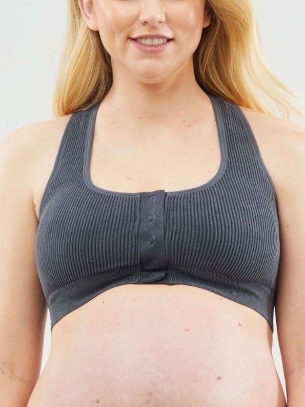 CAK251072 Ribbed Snap Front Bralette Nursing Friendly