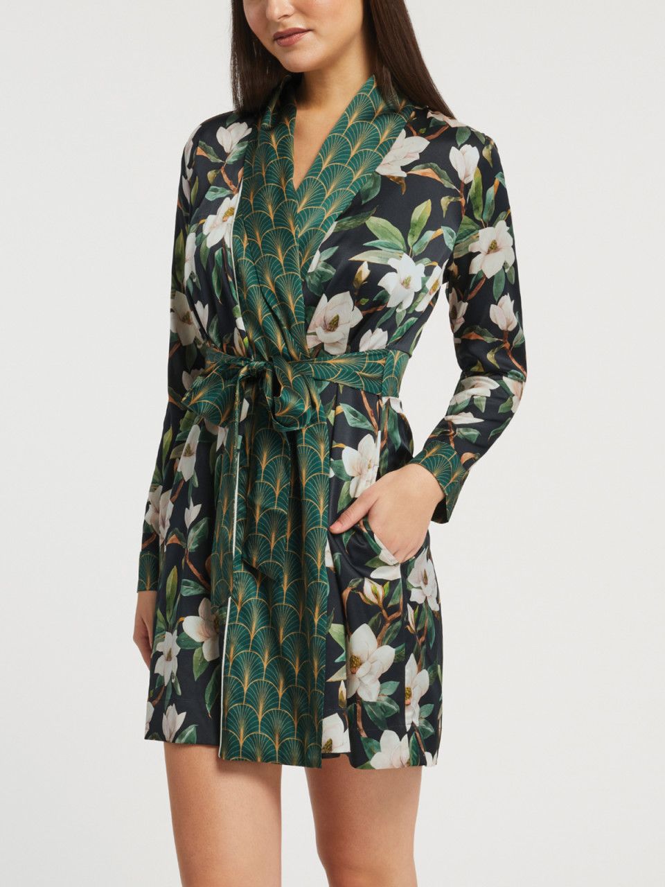 INJ7008 Silk Cover Up, Color: Magnolia, Size: Small/Medium