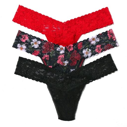 HAK49PRCELS Low Rise Thong 3 Pack Box, Color: RedIAmDreamingBlack, Size: OneSize