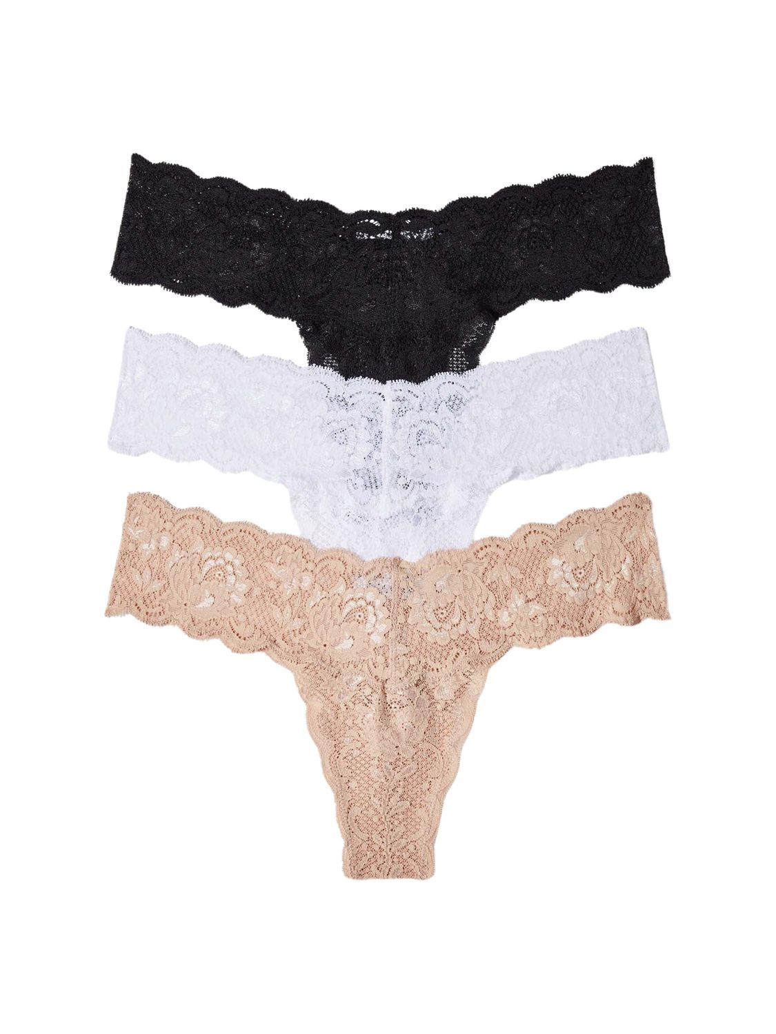 COSNSNPK0321 Cutie Thong 3 Pack, Color: BlackSetteWhite, Size: OneSize