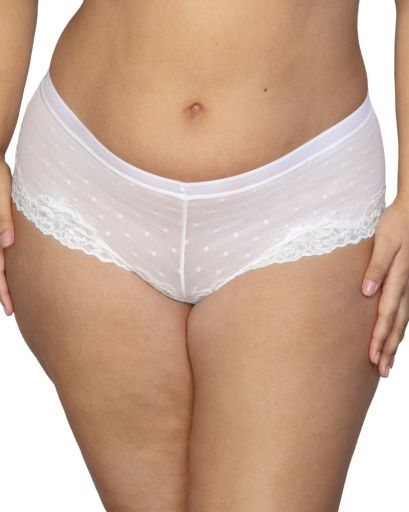 CVC1610 Sheer Whisper Cheeky Boyshort, Color: Pearl, Size: 3XLarge