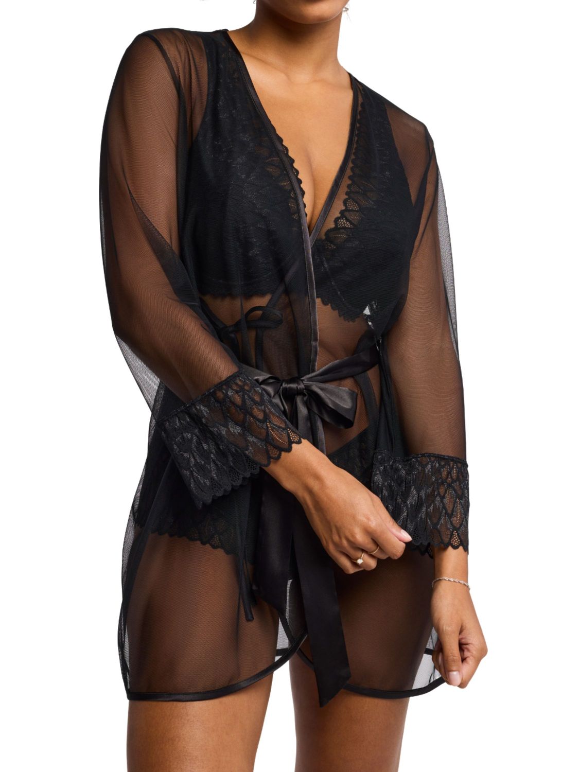 MON9341 Lacy Essentials Cover Up Wrap, Color: Black, Size: Small/Medium