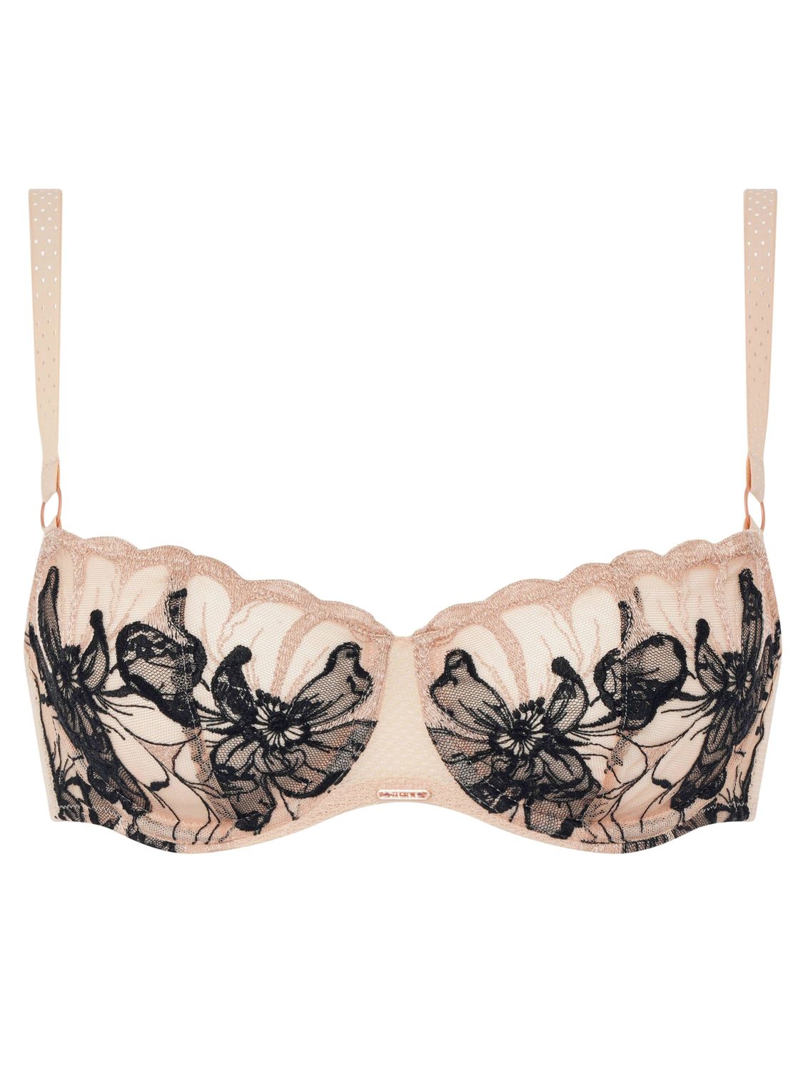 CHL12Q5 Fleurs Signature Lace Demi Bra, Color: Nude Blush Black (On Sale), Size: 36C