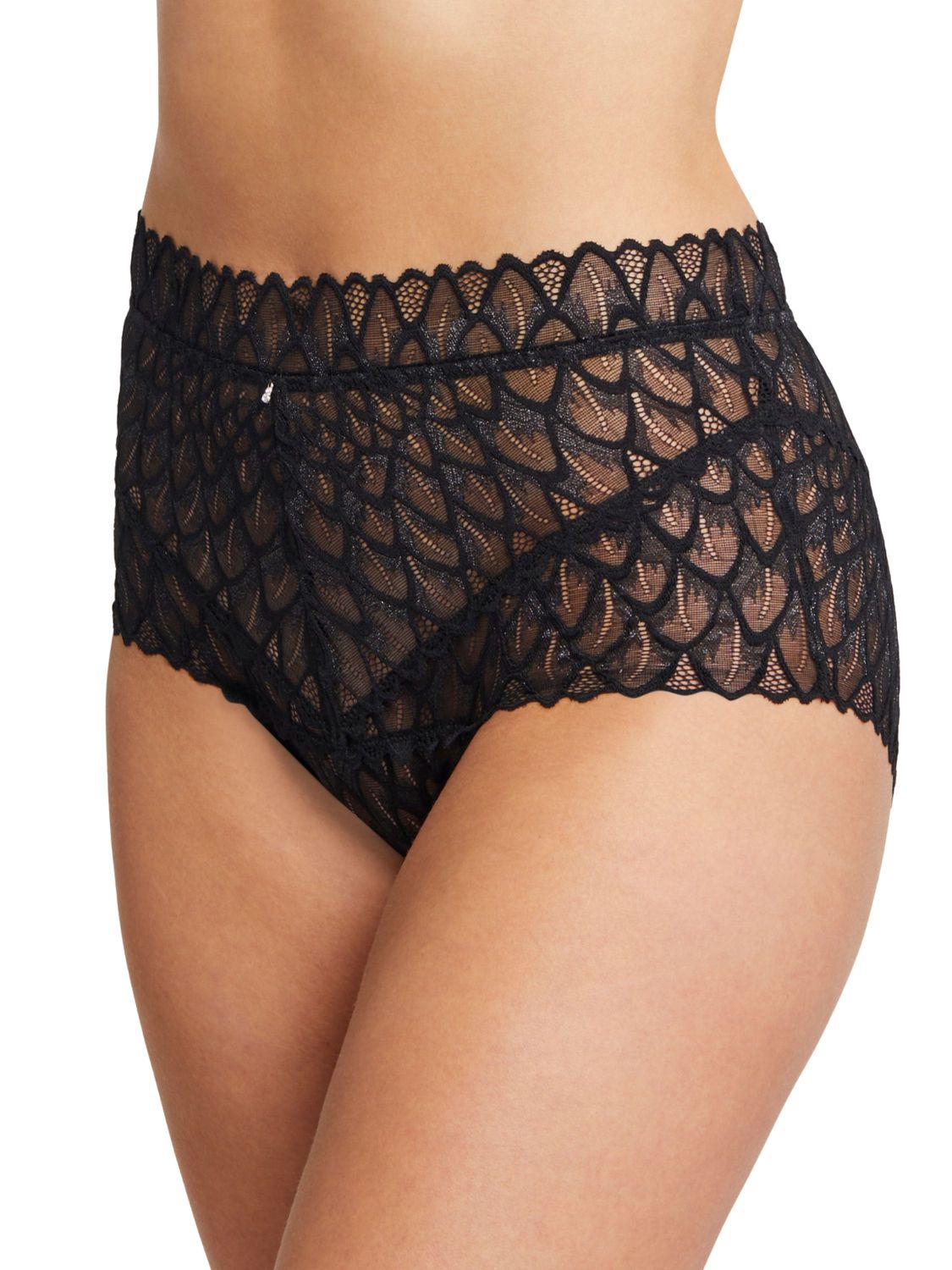 MON9309 Lacy Essentials High Waist Brief, Color: Black, Size: Small