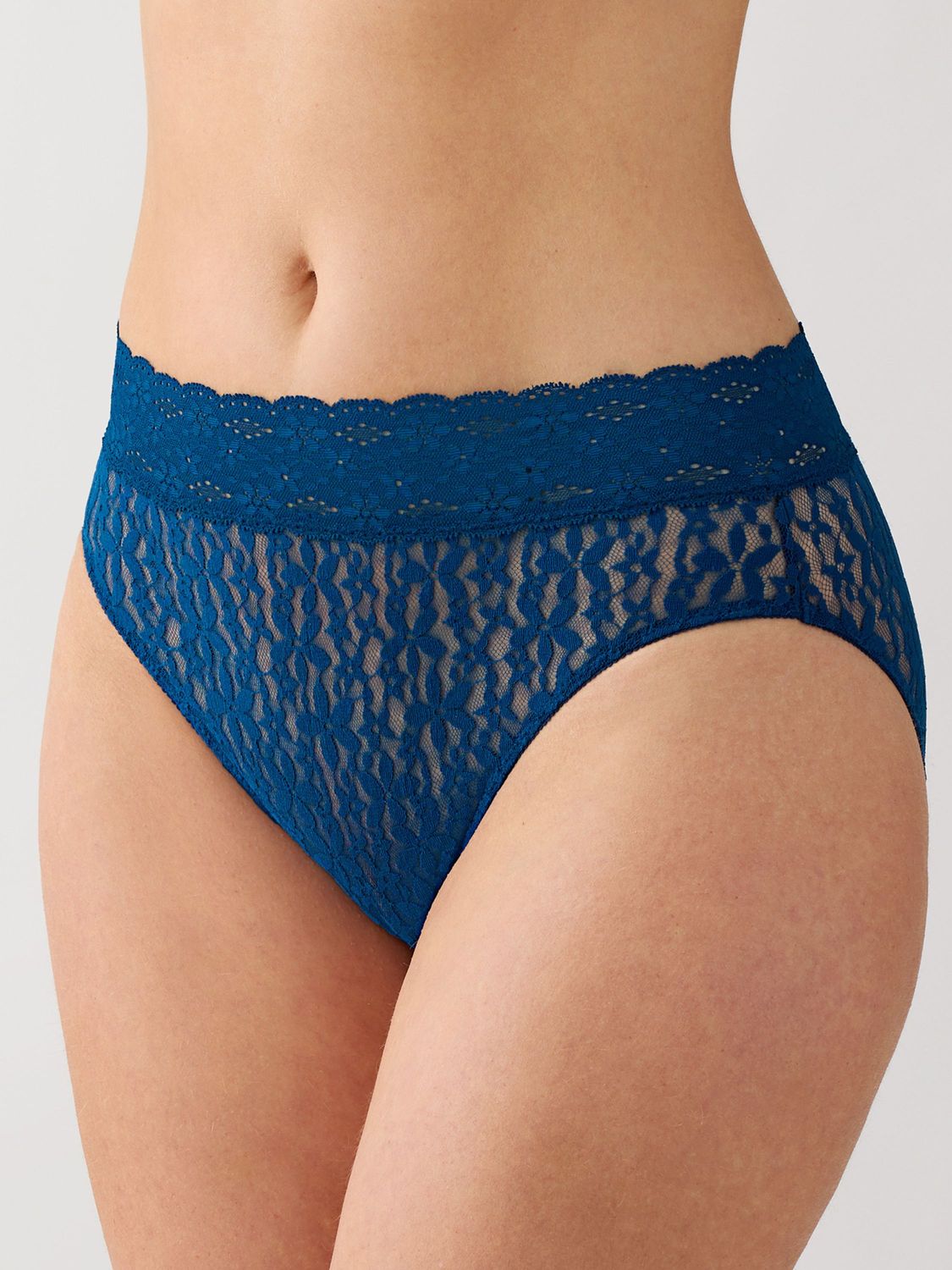 WAC870305 Halo Lace Hi Cut Brief, Color: Poseidon, Size: Small